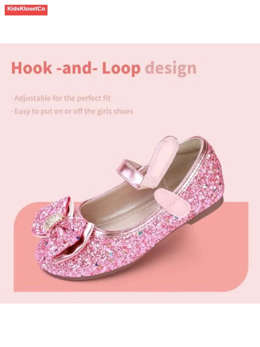 Girls Mary Jane Toddler Ballet Flats with Hook & Loop, Breathable Insole,